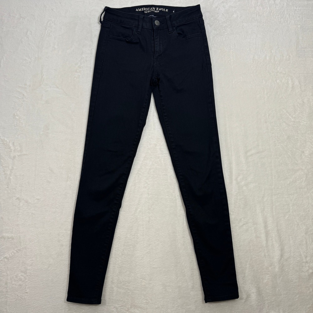 American Eagle Jeggings Womens 4 Long Black Super Super Stretch X Skinny Mid